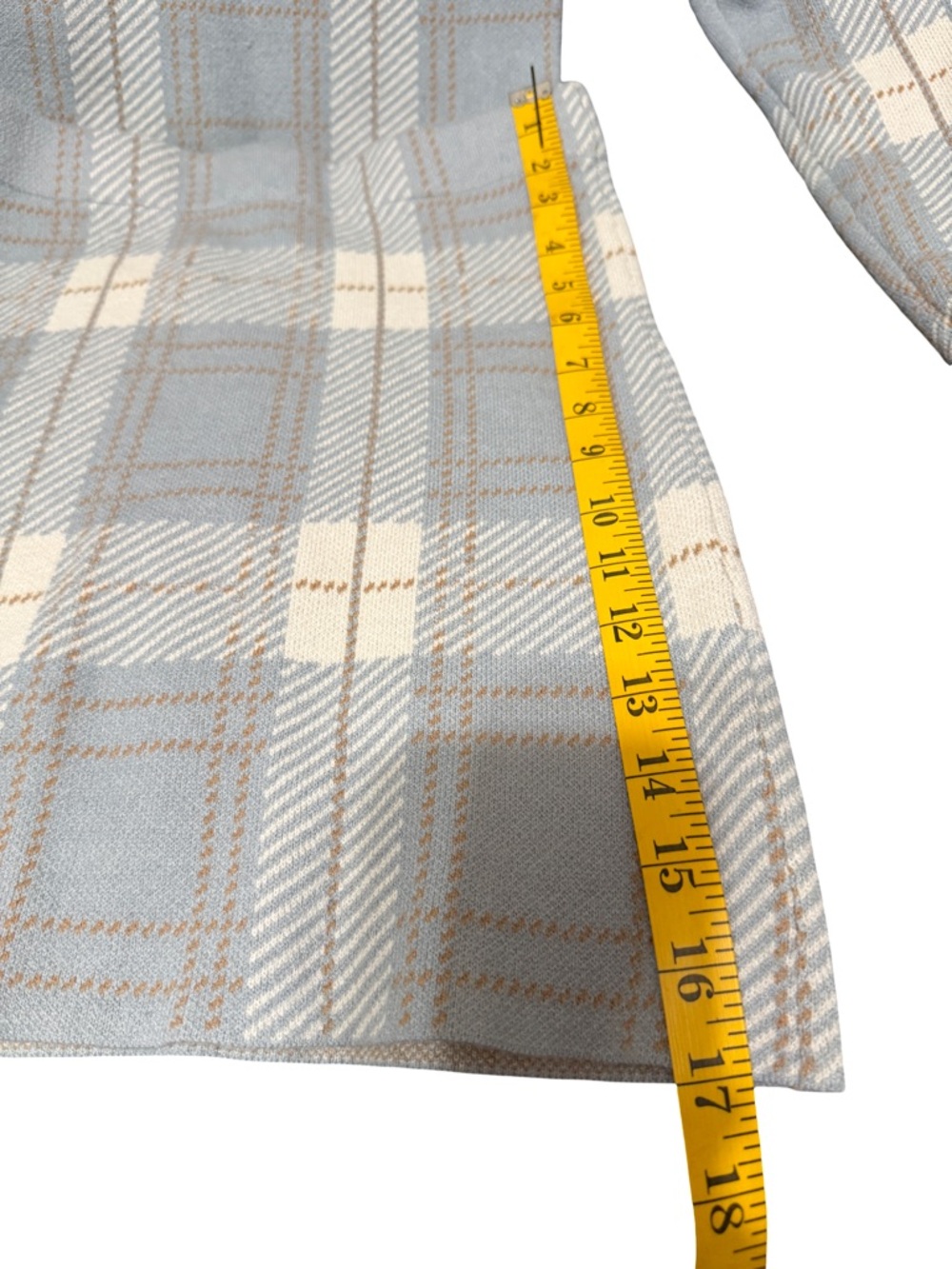 Love Street Plaid Mini Skirt in Light Blue-Gray and Cream Size Small - Picture 4 of 8